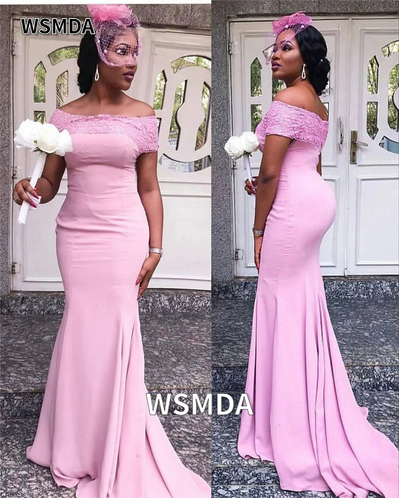 2021 Lace Off Shoulder Bridesmaid Dresses African Long Mermaid Sweep Train Pink Wedding Party Dress Robe De Soiree De Mariage
2021 Lace Off Shoulder Bridesmaid Dresses African Long Mermaid Sweep Train Pink Wedding Party Dress Robe De Soiree De Mariage