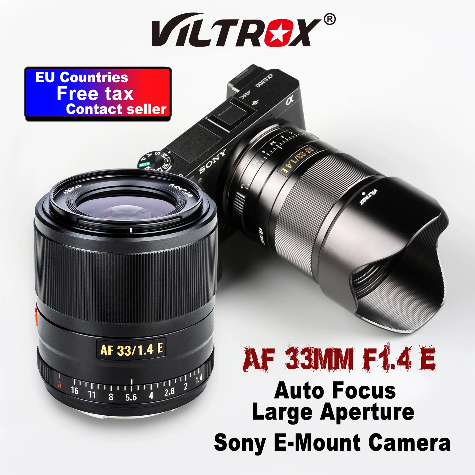 VILTROX 33mm F1.4 Camera Lens Auto Focus lens APS-C Compact Large Aperture for Sony E Mount Camera A9 A7RIV A7II A7S A6600 A6500
VILTROX 33mm F1.4 Camera Lens Auto Focus lens APS-C Compact Large Aperture for Sony E Mount Camera A9 A7RIV A7II A7S A6600 A6500