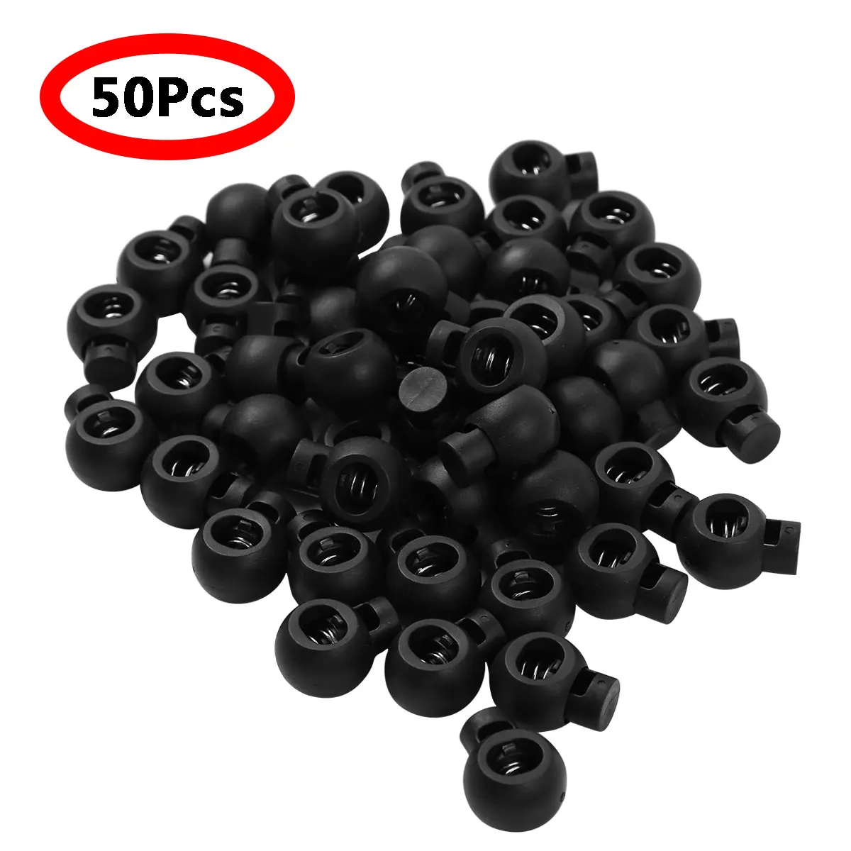 

50Pc US Stock Spring Loaded Toggle Elastic Drawstring Rope Cord Locks Luggage Lanyard Clip Ends Stopper Sliding Fastener Buttons