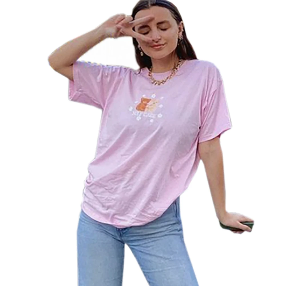 Spring Summer Korean Retro fun Cartoon girl bear flower Print short-sleeved T-shirt Women Harajuku cute tops
Spring Summer Korean Retro fun Cartoon girl bear flower Print short-sleeved T-shirt Women Harajuku cute tops