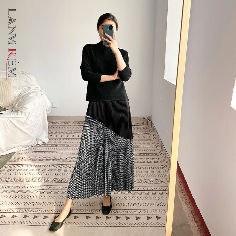 LANMREM Women Skirt 2022 Summer Elastic High Waist Pleated Skirts Female Gray Black Stitching Long Skirt 2D1586
LANMREM Women Skirt 2022 Summer Elastic High Waist Pleated Skirts Female Gray Black Stitching Long Skirt 2D1586