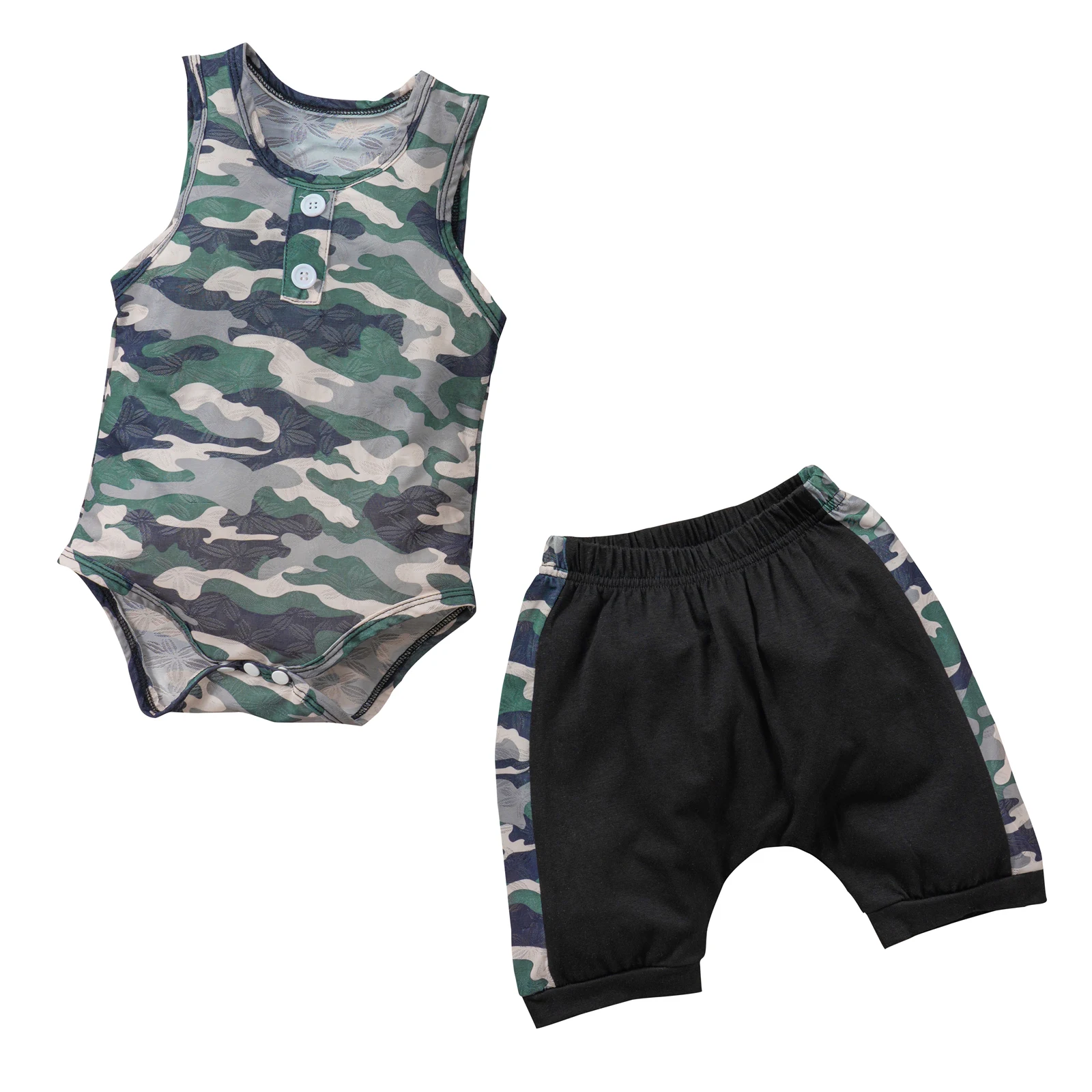 Baby Boy's Two-Piece Suit, Camouflage Sleeveless Round Neck Romper and Shorts for Birthday Party
Baby Boy's Two-Piece Suit, Camouflage Sleeveless Round Neck Romper and Shorts for Birthday Party