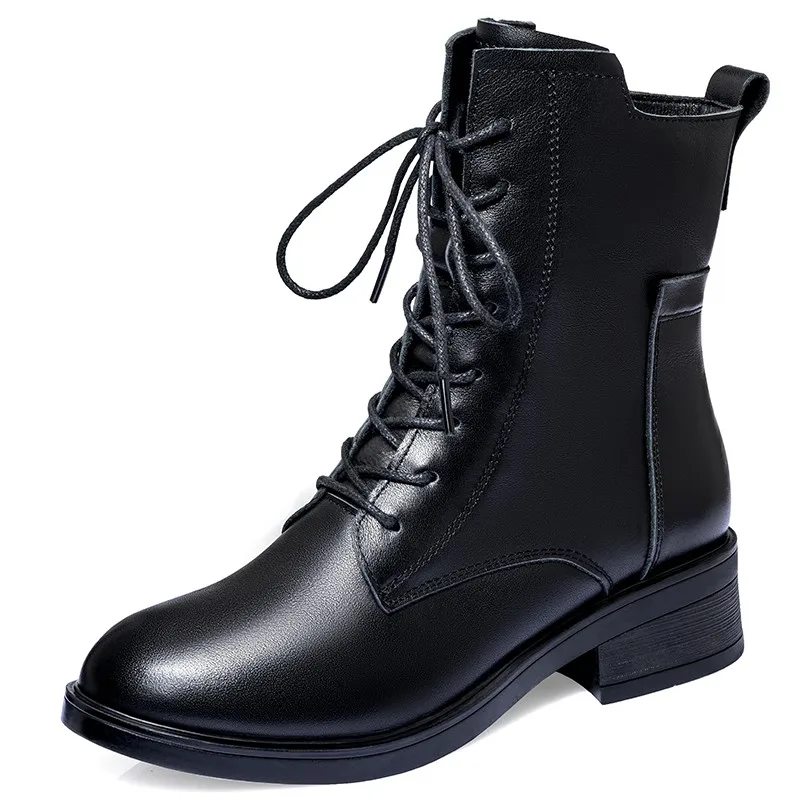 Black Leather Boots Lace Up Round Toe Shoes for Women Ankle Boots Autumn Winter Shoes Comfortable Fashion Boots of The Women
Black Leather Boots Lace Up Round Toe Shoes for Women Ankle Boots Autumn Winter Shoes Comfortable Fashion Boots of The Women