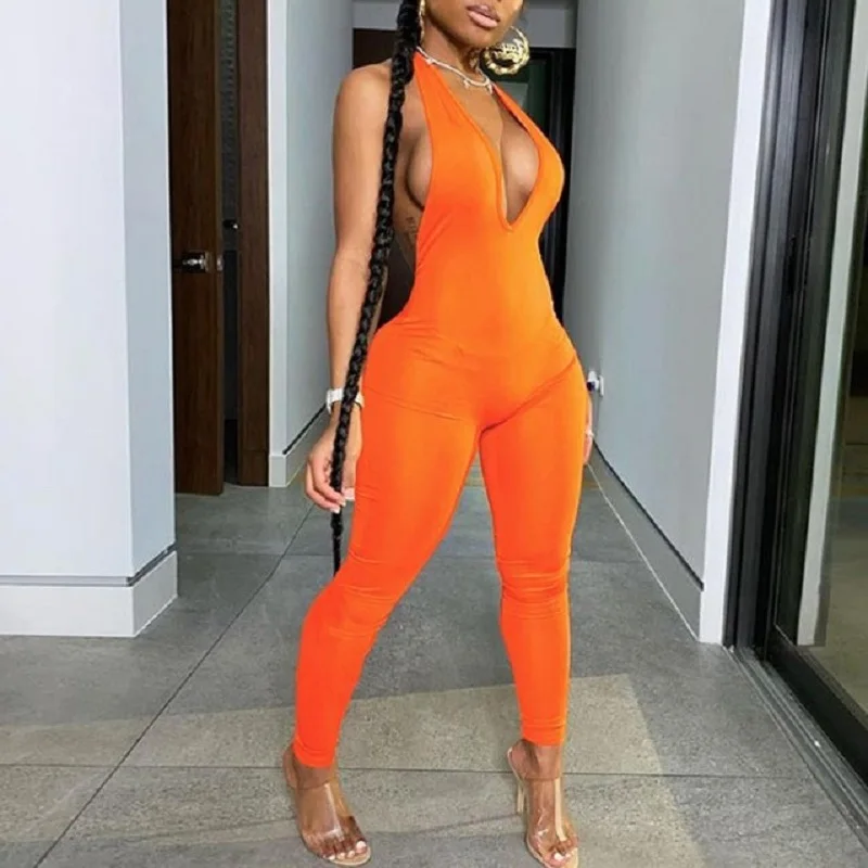 YANDW Sexy Deep V-neck Halter Backless Bodycon Jumpsuit Summer Women Skinny Streetwear Outfits Jumper Sports Elastic Clothes
YANDW Sexy Deep V-neck Halter Backless Bodycon Jumpsuit Summer Women Skinny Streetwear Outfits Jumper Sports Elastic Clothes