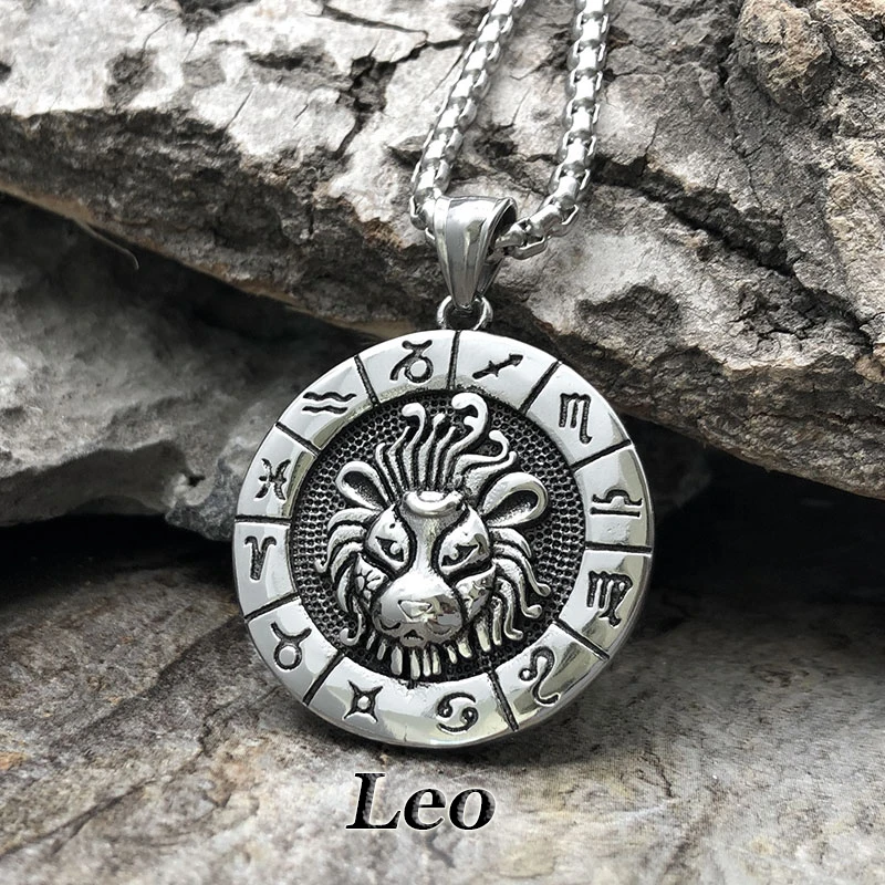 12 ожерелье из титановой стали готический Знак зодиака кулон Leo Virgo весы скорпионы
