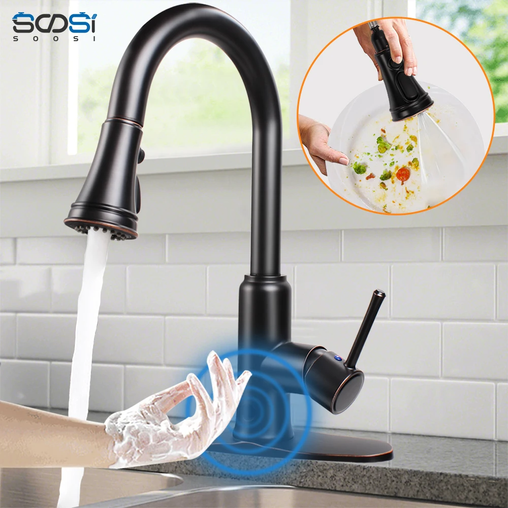 Touchless Kitchen Senor Faucet Three-mode Pull Out Sprayer Single Handle Deck Mount Easy Installation Bathroom Faucets Hot Cold
Touchless Kitchen Senor Faucet Three-mode Pull Out Sprayer Single Handle Deck Mount Easy Installation Bathroom Faucets Hot Cold