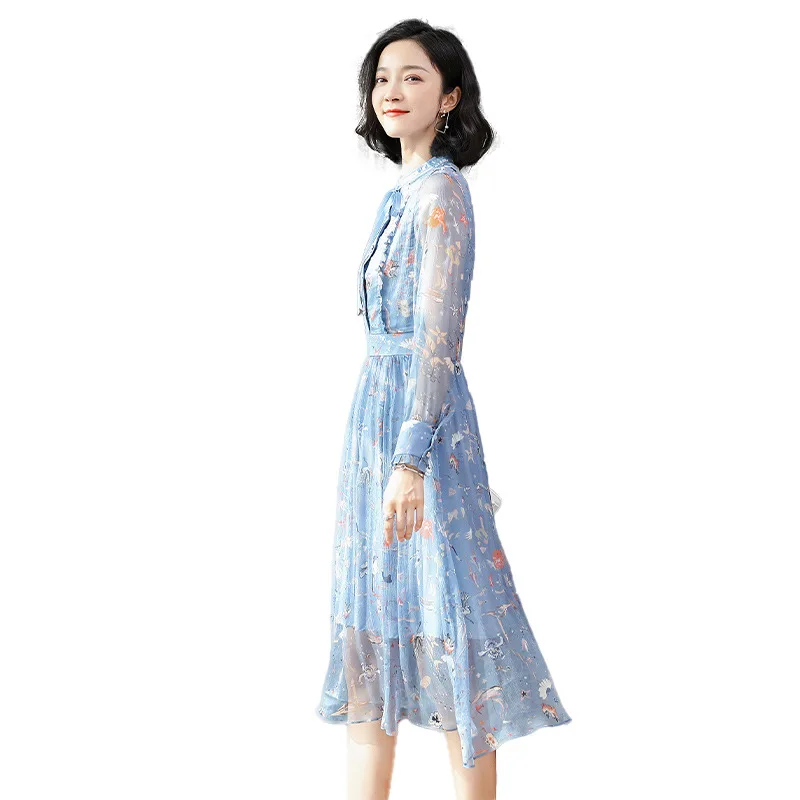 2021 Elegant Spring Summer Clothing Women's Long Sleeve Fashion Dress 100% Real Silk Crepe Printed Dress
2021 Elegant Spring Summer Clothing Women's Long Sleeve Fashion Dress 100% Real Silk Crepe Printed Dress