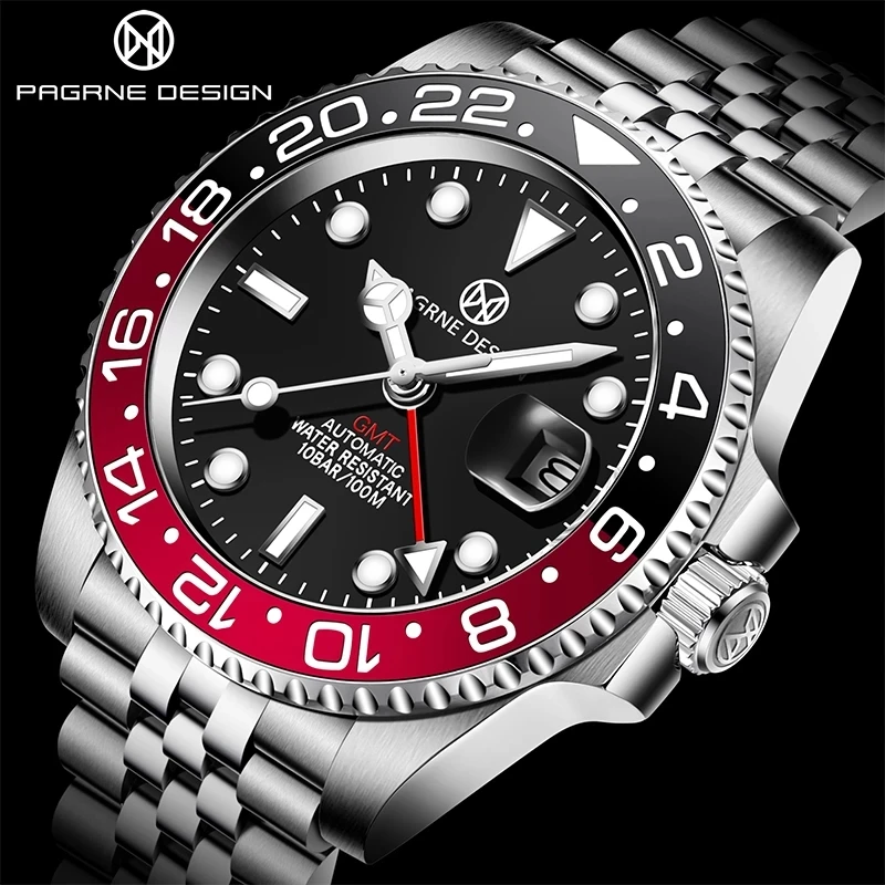 PAGRNE DESlGN Classic Automatic Mechanical Watch Sapphire Glass GMT100M Waterproof Watch Business Fashion Casual Watch Clock
PAGRNE DESlGN Classic Automatic Mechanical Watch Sapphire Glass GMT100M Waterproof Watch Business Fashion Casual Watch Clock