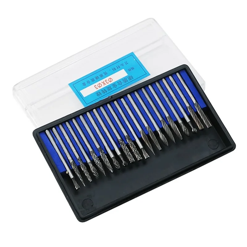 20 pcs 3.0mm 1/8" Shank Tungsten Carbide Rotary Burr Milling Cutter Double Head Tools Point Abrasive Carving Bit Reamer Cut Set
20 pcs 3.0mm 1/8" Shank Tungsten Carbide Rotary Burr Milling Cutter Double Head Tools Point Abrasive Carving Bit Reamer Cut Set