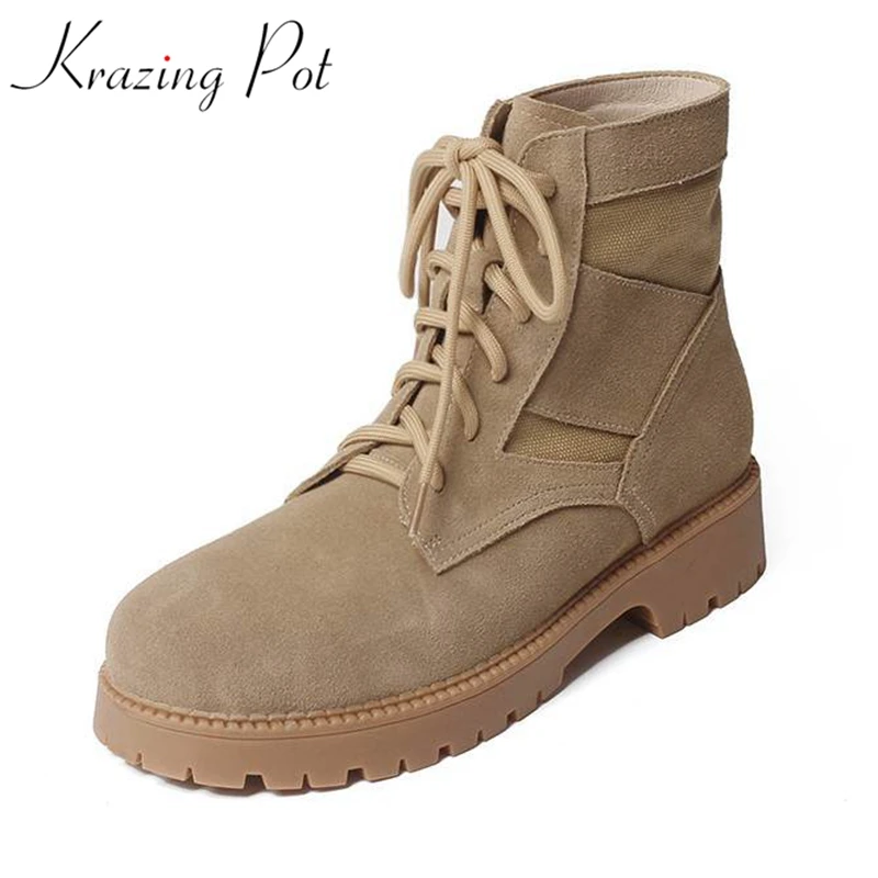 Krazing Pot 2021 sheep suede med heels winter shoes western boots cross-tied round toe sporty chic leisure casual ankle boots
Krazing Pot 2021 sheep suede med heels winter shoes western boots cross-tied round toe sporty chic leisure casual ankle boots