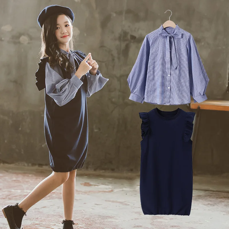 Teenage Girls Clothing Children Clothes Shirt+Sleeveless Dress for Girl Ruffle Outfits 2020 Casual Clothes vetement enfant fille
Teenage Girls Clothing Children Clothes Shirt+Sleeveless Dress for Girl Ruffle Outfits 2020 Casual Clothes vetement enfant fille
