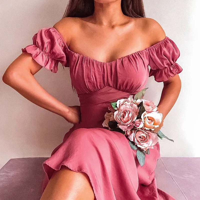 2021 New Women'S Dress Summer Sexy Off Shoulder Solid High Waist Short Petal Sleeve Elegant Office Lady Dresses Party Vestidos
2021 New Women'S Dress Summer Sexy Off Shoulder Solid High Waist Short Petal Sleeve Elegant Office Lady Dresses Party Vestidos