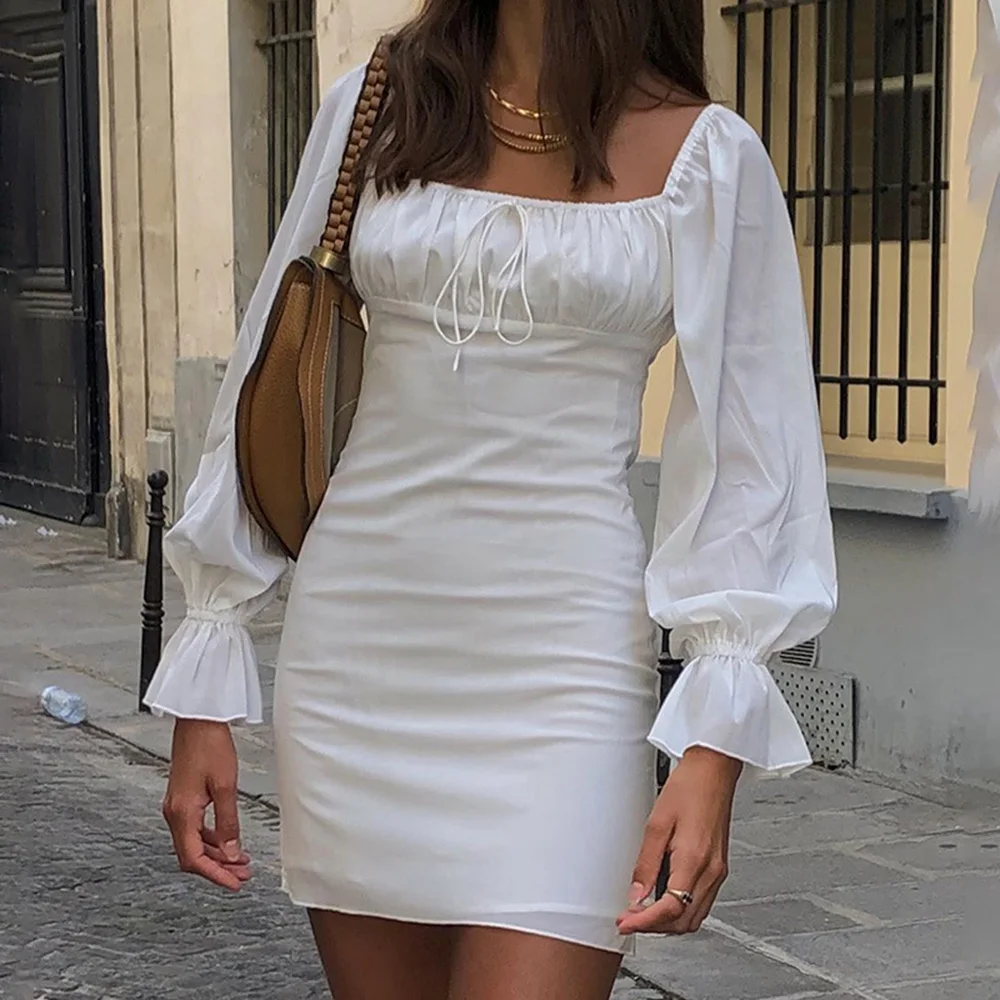 Женское сексуальное облегающее мини-платье с длинным рукавом и квадратным вырезом, однотонное усадочное платье, весна-осень, модные облега...
Женское сексуальное облегающее мини-платье с длинным рукавом и квадратным вырезом, однотонное усадочное платье, весна-осень, модные облега...