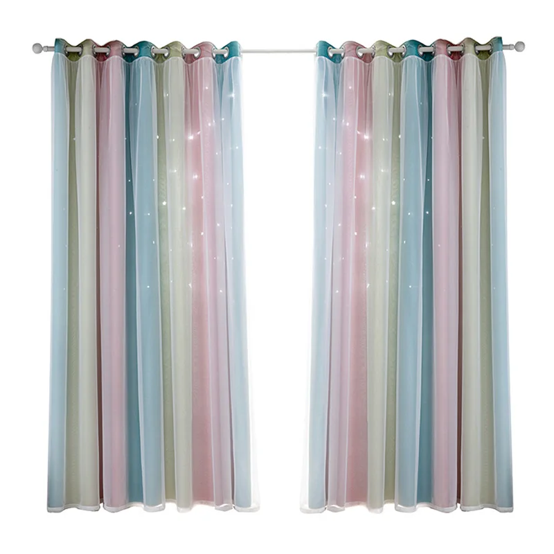Hollow Star Double Layer Full Shade Insulation Curtain For Bedroom Living RoomRainbow Style High Practicality Curtains
Hollow Star Double Layer Full Shade Insulation Curtain For Bedroom Living RoomRainbow Style High Practicality Curtains