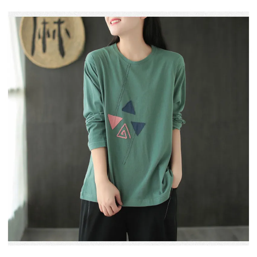 Women Summer Top Tees Vintage Loose Long Sleeve Cotton t-Shirt Female Casual o-Neck Patch Wild Tshirts Autumn Womens Clothing
Women Summer Top Tees Vintage Loose Long Sleeve Cotton t-Shirt Female Casual o-Neck Patch Wild Tshirts Autumn Womens Clothing