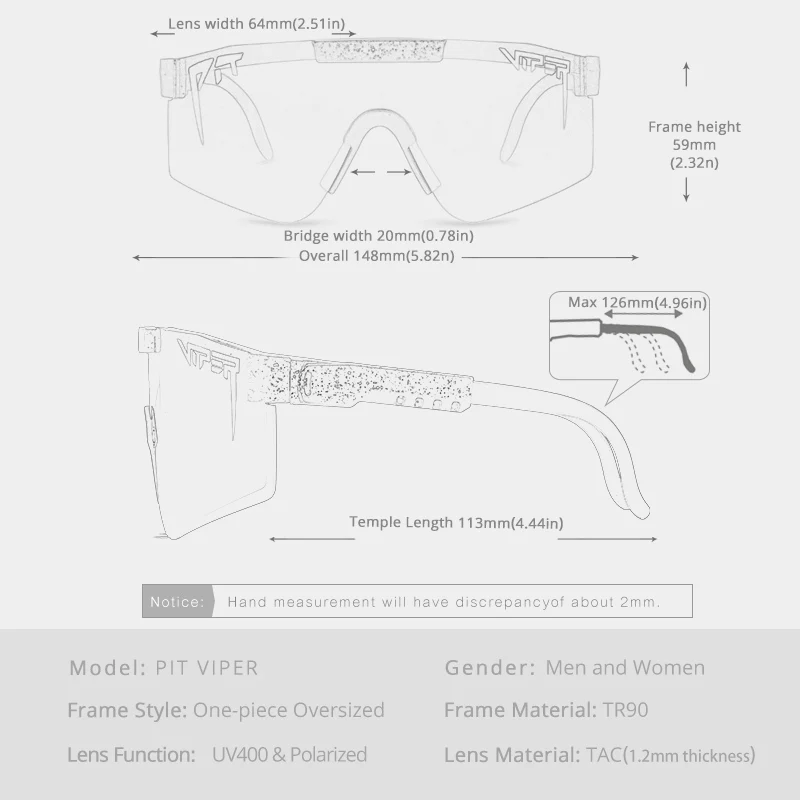 Pit Viper поляризованные солнцезащитные очки авиаторы с большой оправой Одна деталь