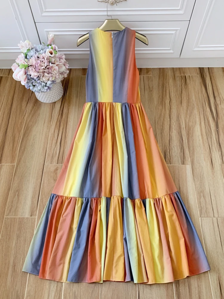 Free Shipping Heavy Craft Tie Dye Rainbow Color Gradient Pleated Zou Sleeveless Vest Dress Ladies Summer New Retro Swing dress
Free Shipping Heavy Craft Tie Dye Rainbow Color Gradient Pleated Zou Sleeveless Vest Dress Ladies Summer New Retro Swing dress