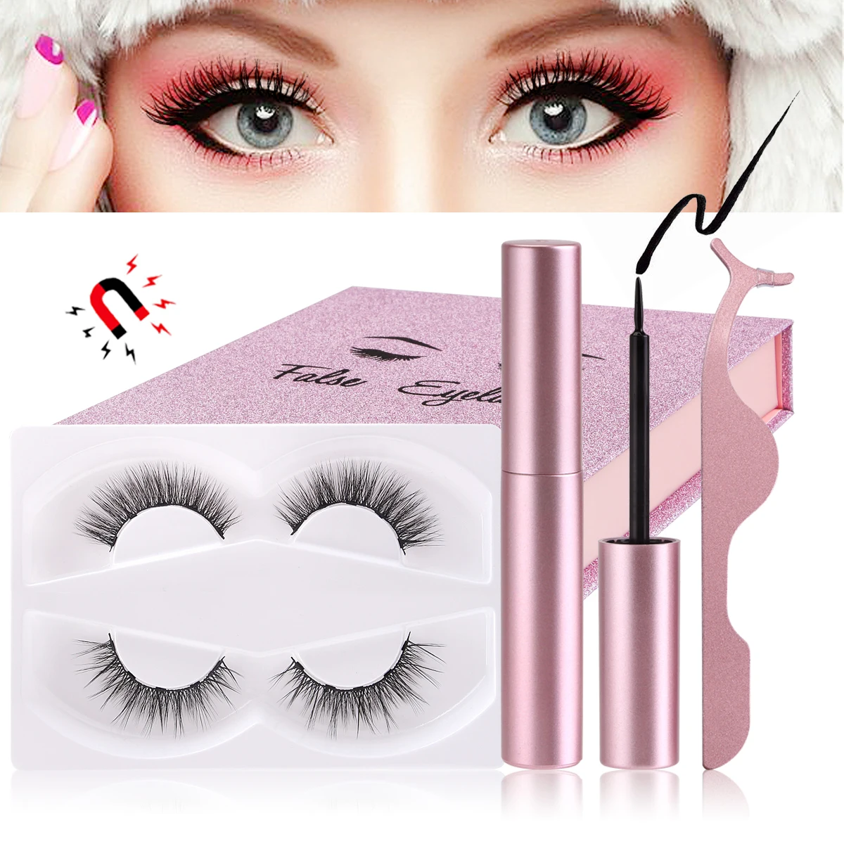 MAGEFY 2 Pairs Magnetic Eyelashs set Magnet Liquid Eyeliner& Magnetic Lashes & Tweezer Set Makeup Long Lasting Eyelash Extension
MAGEFY 2 Pairs Magnetic Eyelashs set Magnet Liquid Eyeliner& Magnetic Lashes & Tweezer Set Makeup Long Lasting Eyelash Extension