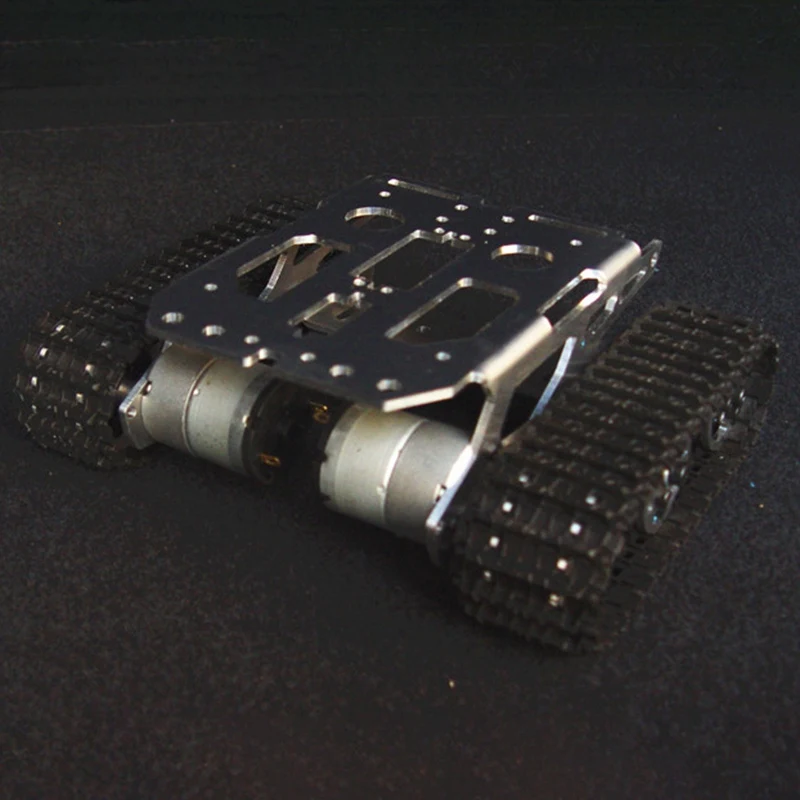 Черный амортизатор металла RC робот танк шасси комплект Мобильная платформа для