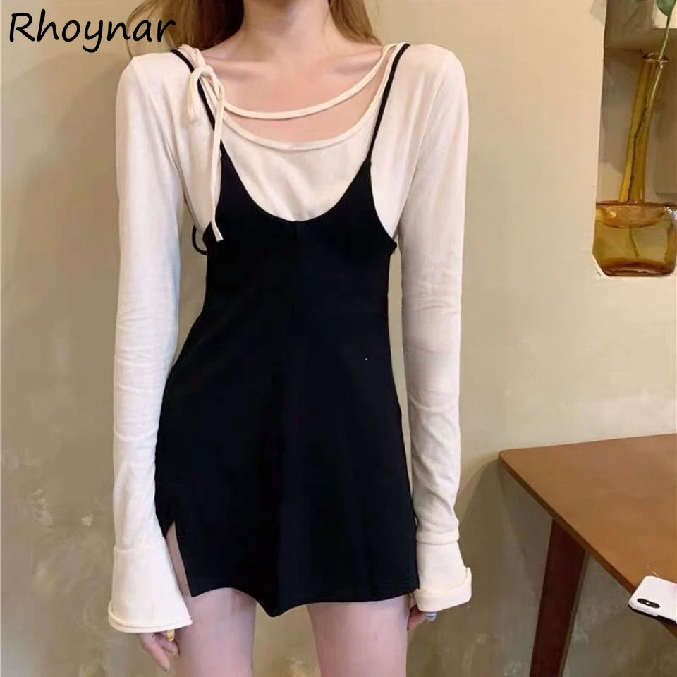 Women Sets Summer New Designers Sexy Leisure Long Sleeve Bandage Solid T-shirts Spaghetti Straps Adjustable Mini Vestdios Female
Women Sets Summer New Designers Sexy Leisure Long Sleeve Bandage Solid T-shirts Spaghetti Straps Adjustable Mini Vestdios Female