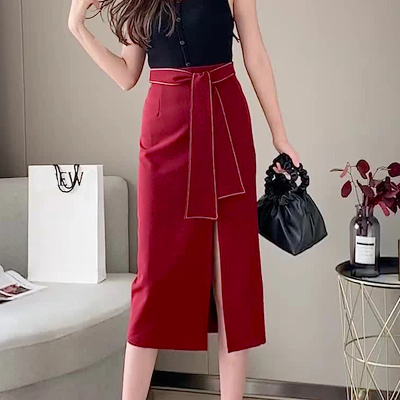 High Waist a-Line Skirts Wine Red Fashion Midi Skirt For Women Clothes 2021 New Summer Solid Office Lady Vintage Elegant Female
High Waist a-Line Skirts Wine Red Fashion Midi Skirt For Women Clothes 2021 New Summer Solid Office Lady Vintage Elegant Female