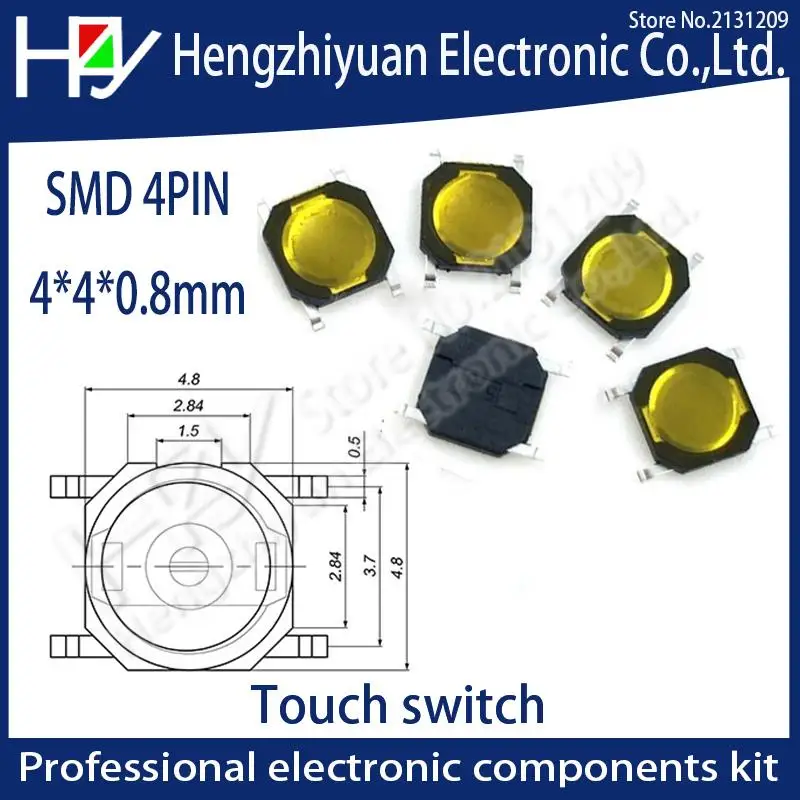 4*4*0.8mm Car Remote Control Key Switches Buttons Touch Tactile Push Button Switch Tact 4 Pin Switch Micro Switch SMD
4*4*0.8mm Car Remote Control Key Switches Buttons Touch Tactile Push Button Switch Tact 4 Pin Switch Micro Switch SMD