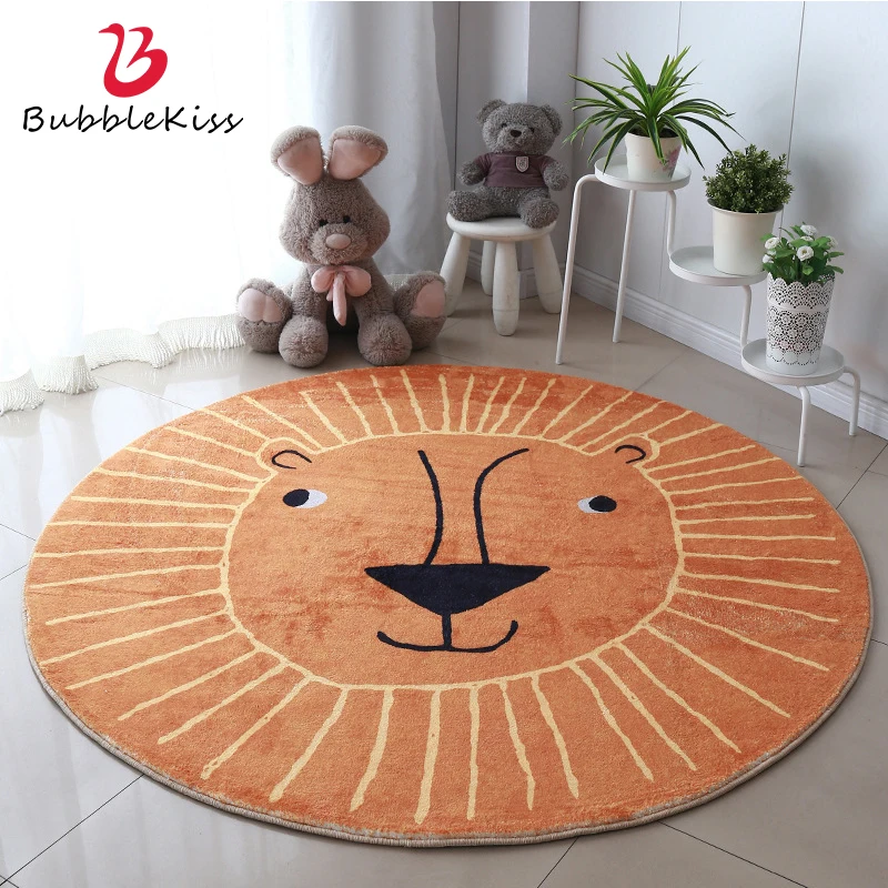 

Bubble Kiss Round Carpets For Living Room Bedroom Cute Cartoon Animal Soft Lamb Wool Rugs Children's Room Home Door Floor Mats