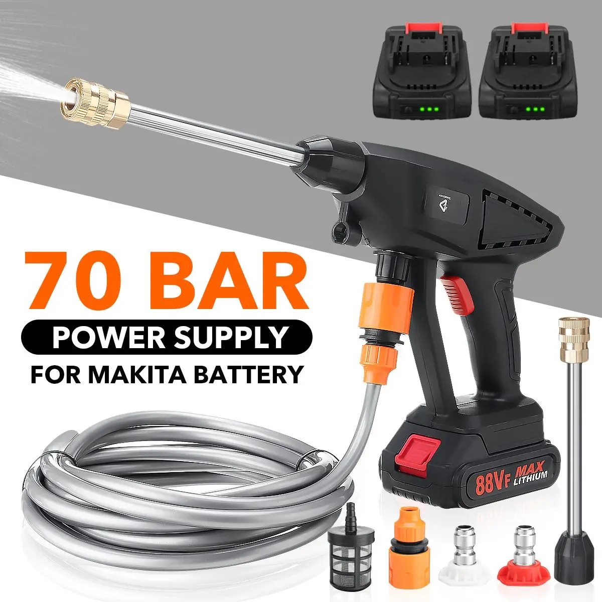 70BAR Car Washer High Pressure Wreless Car Wash Water Gun Machine Foam Generator Self-Priming Garden irrigation Tools For Makita
70BAR Car Washer High Pressure Wreless Car Wash Water Gun Machine Foam Generator Self-Priming Garden irrigation Tools For Makita