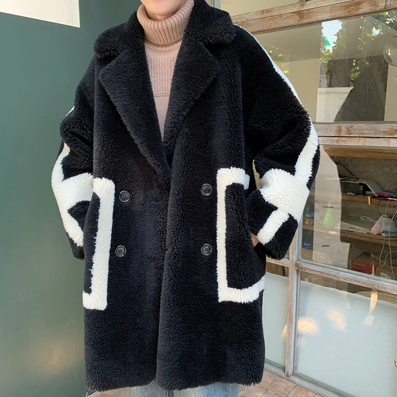 Мужское длинное шерстяное пальто Плюшевые куртки chaqueta cuero hombre мужское зимнее