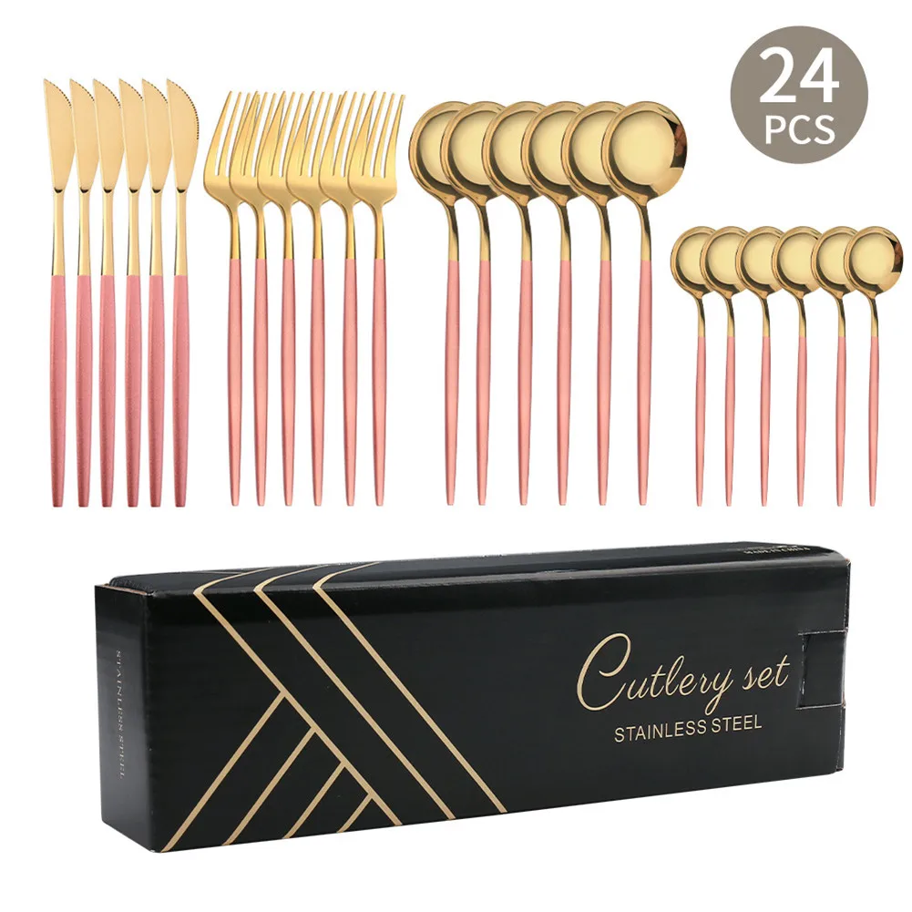 24Pcs Dinnerware Stainless Steel Silverware Wedding Christmas Flatware Cutlery Kitchen Hotel Restaurant Set Tableware
24Pcs Dinnerware Stainless Steel Silverware Wedding Christmas Flatware Cutlery Kitchen Hotel Restaurant Set Tableware