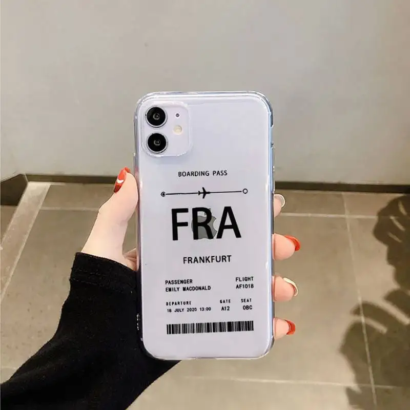 Personalised Plane Ticket Coque Phone Case Transparent for iPhone 6 7 8 11 12 s mini pro X XS XR MAX Plus
Personalised Plane Ticket Coque Phone Case Transparent for iPhone 6 7 8 11 12 s mini pro X XS XR MAX Plus