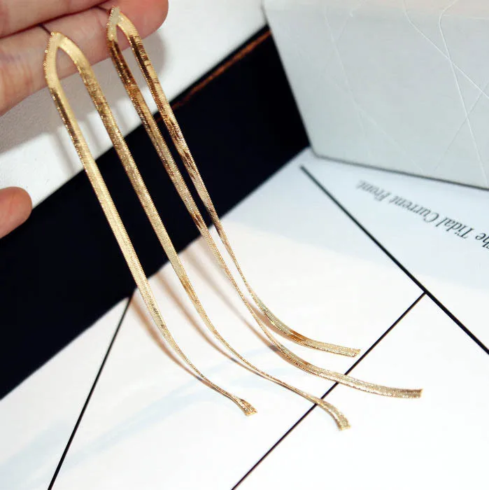 2021New fashion high grade Earrings Exaggerated long fashion metal Tassel Earrings for women
2021New fashion high grade Earrings Exaggerated long fashion metal Tassel Earrings for women
