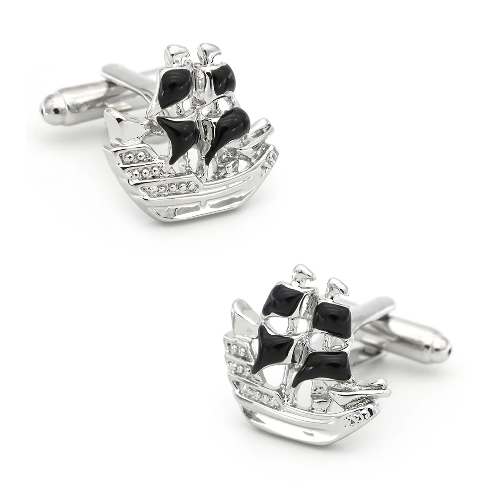 Sailing Boat Design Ship Cufflinks Quality Brass Material Black Color Cuff Links Wholesale&retail
Sailing Boat Design Ship Cufflinks Quality Brass Material Black Color Cuff Links Wholesale&retail