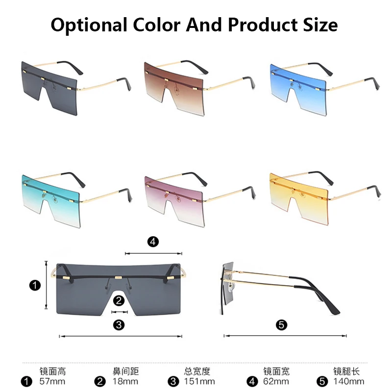 New European And American Fashion Big Frame One-Piece Sunglasses Square Rimless Ocean Piece Female Street Photography Sunglasses
New European And American Fashion Big Frame One-Piece Sunglasses Square Rimless Ocean Piece Female Street Photography Sunglasses