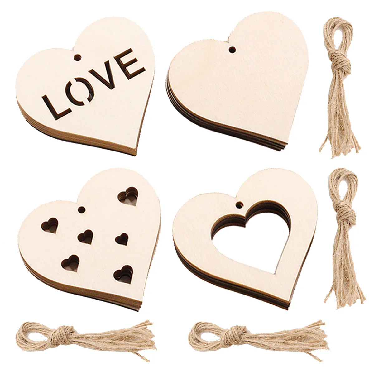 10pcs Natural Heart Wood Slices, DIY Wooden Ornaments Unfinished Predrilled Wooden Heart Embellishments with Natural Twine
10pcs Natural Heart Wood Slices, DIY Wooden Ornaments Unfinished Predrilled Wooden Heart Embellishments with Natural Twine