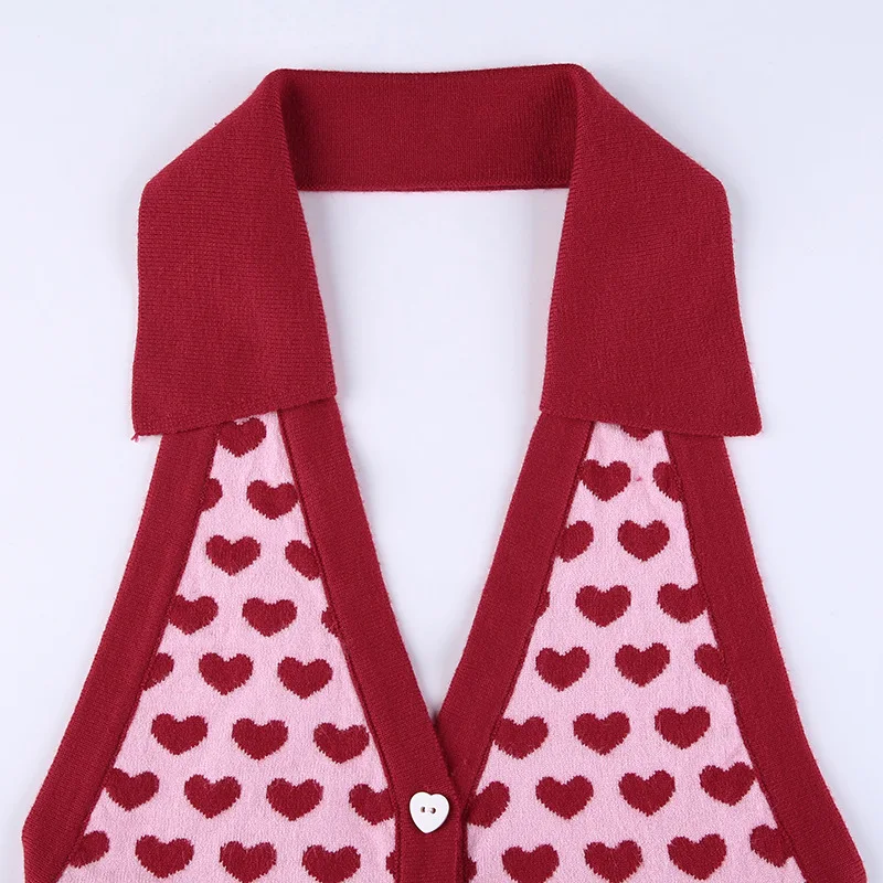 Knitted vest 2021 new women's breasted lapel love halter vest women's halter bottoming top
Knitted vest 2021 new women's breasted lapel love halter vest women's halter bottoming top