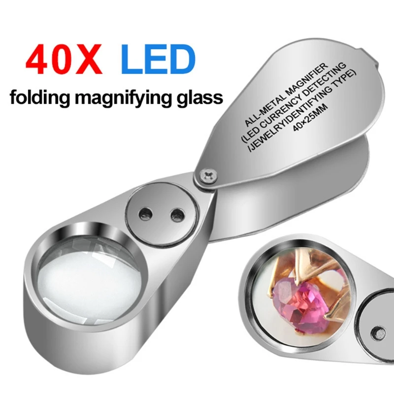 Jeweller Loupe Folding Magnifying Jewelry Eye Magnifier With LED Light Illuminated LED Currency Detecting/Jewlers 40X
Jeweller Loupe Folding Magnifying Jewelry Eye Magnifier With LED Light Illuminated LED Currency Detecting/Jewlers 40X