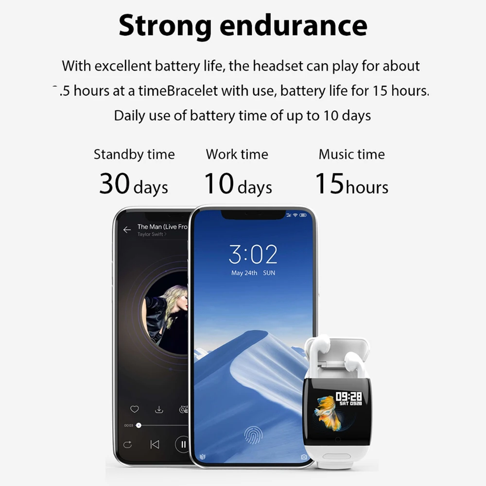 2 IN 1 Smart Watch Bluetooth Earphone TWS Wireless HiFi Earpods Noise Reduction Call Touch Control Earbuds For Health Management
2 IN 1 Smart Watch Bluetooth Earphone TWS Wireless HiFi Earpods Noise Reduction Call Touch Control Earbuds For Health Management