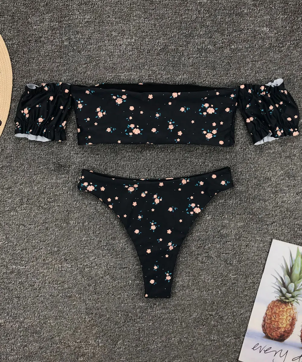 Separate Two-Pieces Women's Summer Swimwear Sexy Swimsuit Floral Off Shoulder High Waist Bikini Cute Bathing Suit With Sleeves
Separate Two-Pieces Women's Summer Swimwear Sexy Swimsuit Floral Off Shoulder High Waist Bikini Cute Bathing Suit With Sleeves