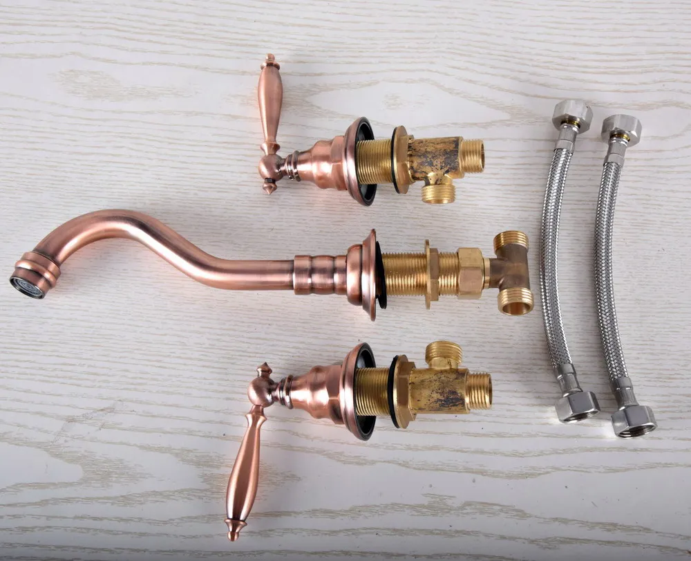 Wall Mount 3-hole Bathroom Faucet Antique Red Copper Basin Mixer Sink Tap Widespread Dual Handles Tub Sink Faucet Wsf502
Wall Mount 3-hole Bathroom Faucet Antique Red Copper Basin Mixer Sink Tap Widespread Dual Handles Tub Sink Faucet Wsf502