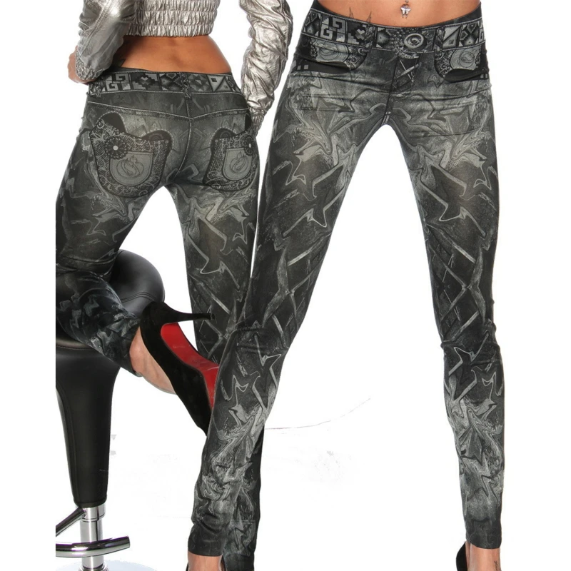 Casual Fashion Fitness Leggings High Waist Pencil Pants Slim Women Leggings Faux Denim Jeans Sexy Printing Elastic Jeggings
Casual Fashion Fitness Leggings High Waist Pencil Pants Slim Women Leggings Faux Denim Jeans Sexy Printing Elastic Jeggings