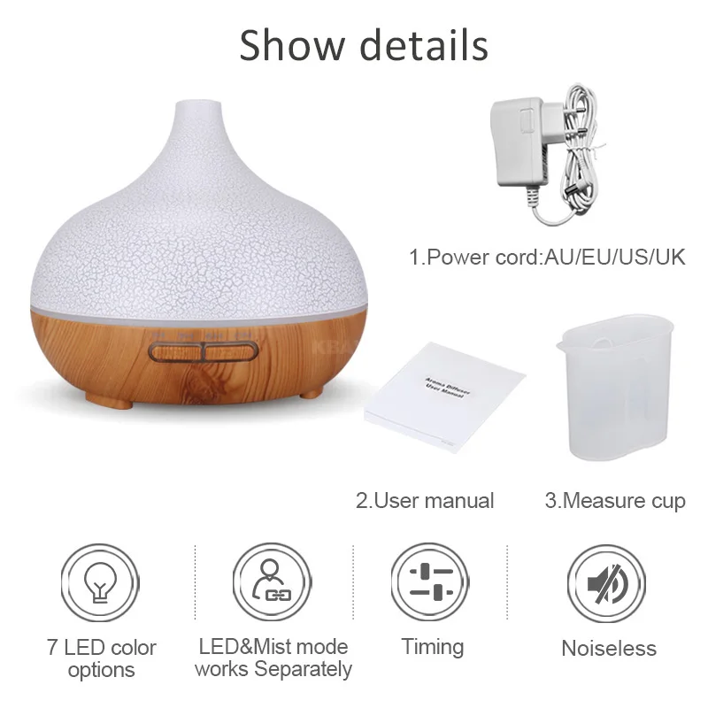 KBAYBO 400ml Air humidifier with creative crackle light wood Oil diffuser Ultrasonic diffusers 7 changeable LED colors for home
KBAYBO 400ml Air humidifier with creative crackle light wood Oil diffuser Ultrasonic diffusers 7 changeable LED colors for home