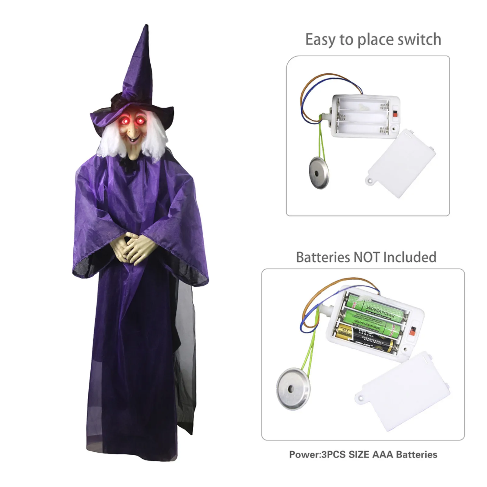 Halloween Decor Animated Purple Witch Hanging House Prop Decorations LED Eyes Light-Up Yard Witches Halloween Decorations
Halloween Decor Animated Purple Witch Hanging House Prop Decorations LED Eyes Light-Up Yard Witches Halloween Decorations
