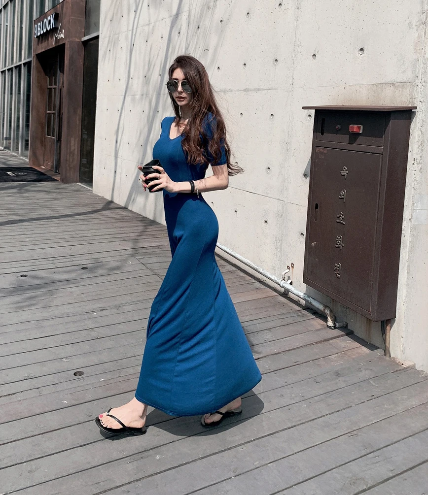 New Style Medium Length Dress Korean Summer Short Sleeve Sexy Deep V-Neck High Split Cotton for Women
New Style Medium Length Dress Korean Summer Short Sleeve Sexy Deep V-Neck High Split Cotton for Women