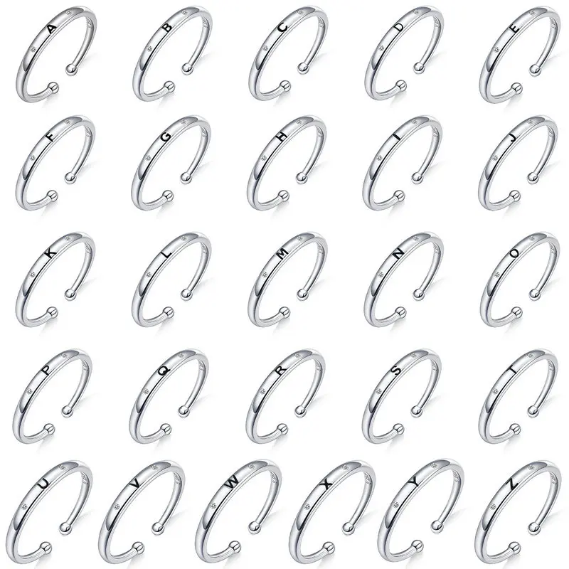 bamoer Unisex Silver 925 Sterling Letter Rings for Women Men A-Z 26 Resizable Initial Alphabet Jewelry Female Accessories SCR544
bamoer Unisex Silver 925 Sterling Letter Rings for Women Men A-Z 26 Resizable Initial Alphabet Jewelry Female Accessories SCR544