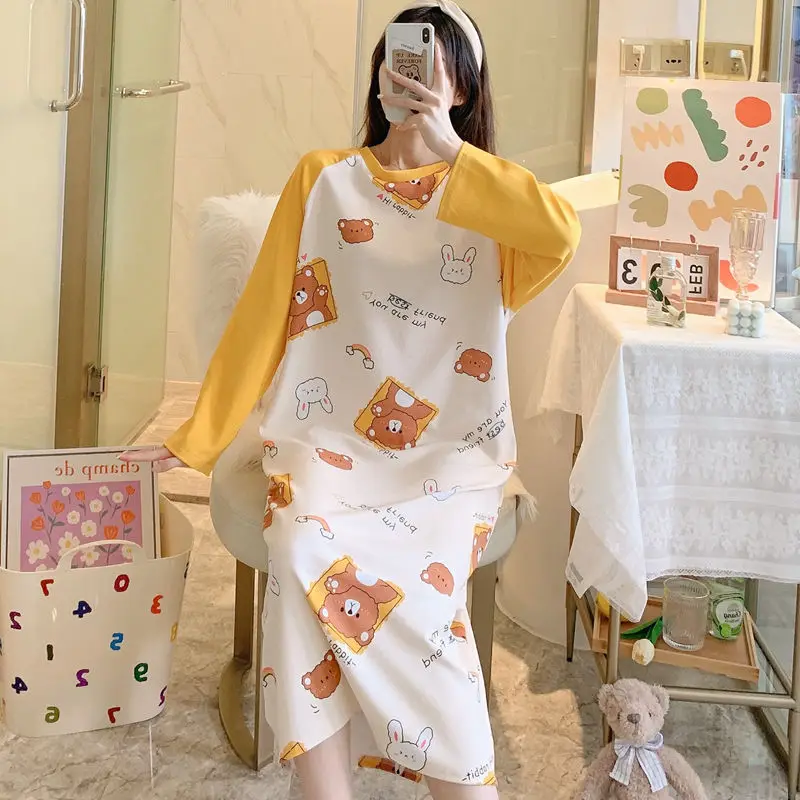 2XL Summer Autumn Night Dress Cotton Nightdress Sleepshirt Cartoon Women Sleepwear Long Sleeve Casual Nightgowns Loungewear W108
2XL Summer Autumn Night Dress Cotton Nightdress Sleepshirt Cartoon Women Sleepwear Long Sleeve Casual Nightgowns Loungewear W108