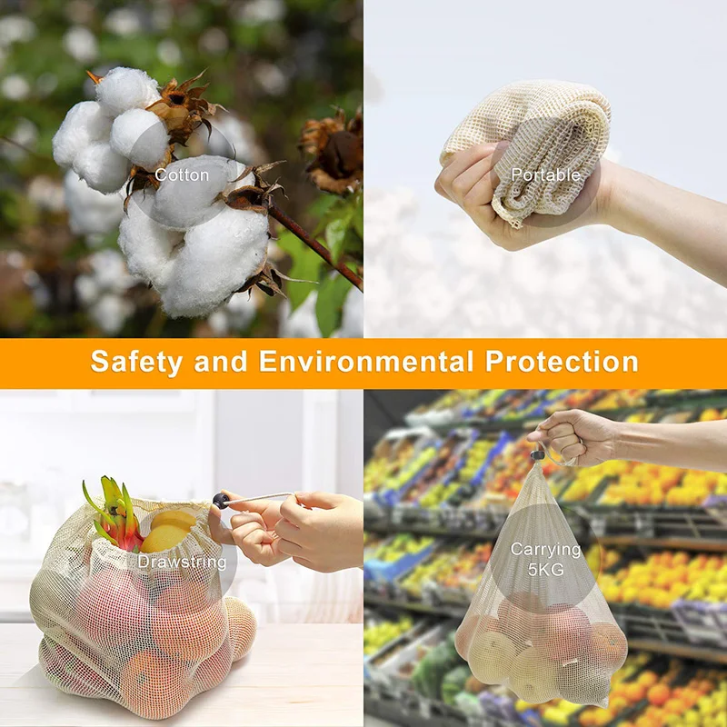 Reusable Shopping Bags 100% Cotton Vegetable Fruits Storage Bags Mesh Grocery Shopping Product Bag Women Washable Bags
Reusable Shopping Bags 100% Cotton Vegetable Fruits Storage Bags Mesh Grocery Shopping Product Bag Women Washable Bags
