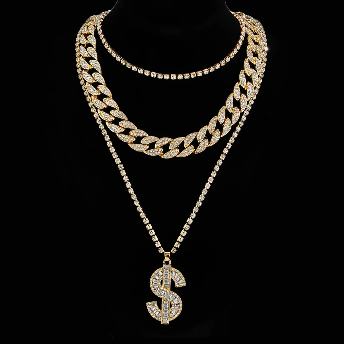 Fashion Dollar Pendant Necklaces Men Hip Hop Jewelry Gold Long Chain Big Necklace Steampunk Rhinestone Punk Cuban Necklace Gift
Fashion Dollar Pendant Necklaces Men Hip Hop Jewelry Gold Long Chain Big Necklace Steampunk Rhinestone Punk Cuban Necklace Gift