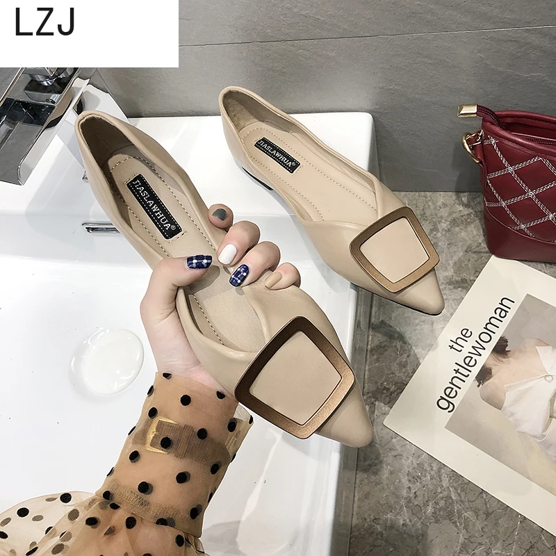 LZJ Woman Loafers Metal Buckle Pointed Toe Casual Female Slip- On Shoes Woman Soft Shallow Flats Spring Summer Mujer 2019
LZJ Woman Loafers Metal Buckle Pointed Toe Casual Female Slip- On Shoes Woman Soft Shallow Flats Spring Summer Mujer 2019
