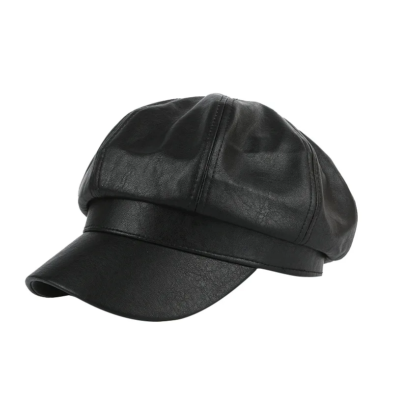 PU Leather octagonal cap newsboy cap Retro literary female snapback cap Leisure hat accessories B96
PU Leather octagonal cap newsboy cap Retro literary female snapback cap Leisure hat accessories B96